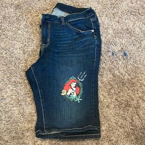 Knee length jean shorts